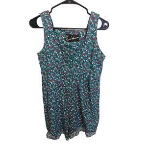 Vintage 80's Kate Warner Floral One Piece Shorts Tank Romper Size S/M